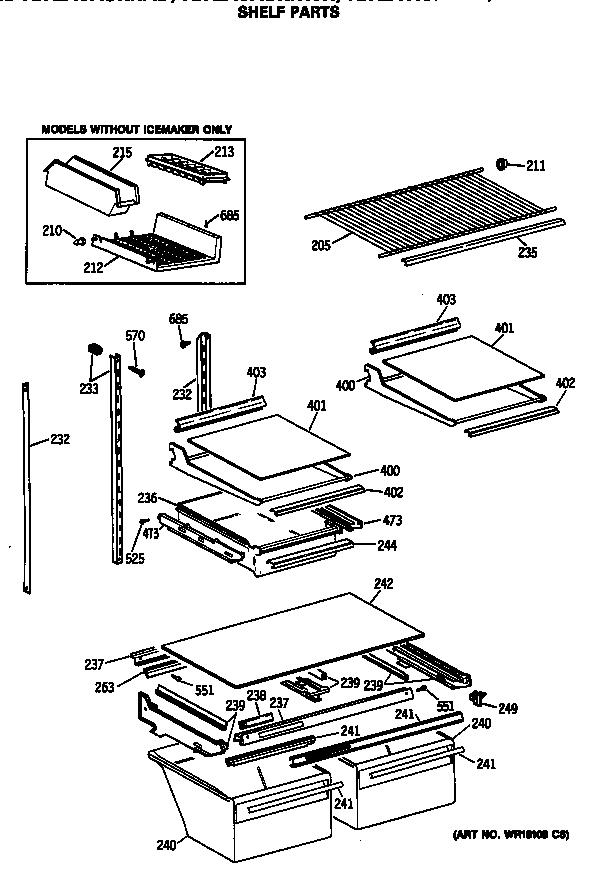 GE TBX24JASKRWH shelf parts diagram