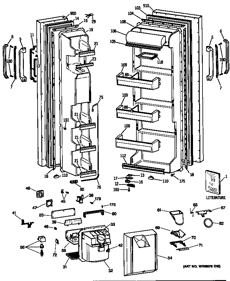 GE TFH24JRSBAD doors diagram