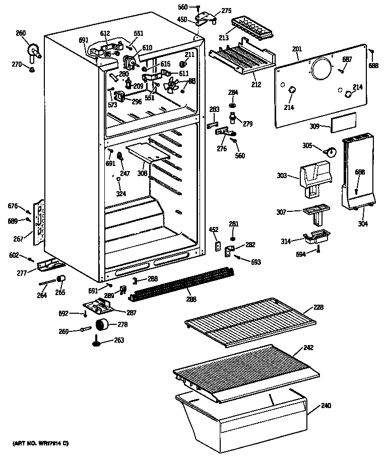 GE TBX14SYSJRAD cabinet diagram