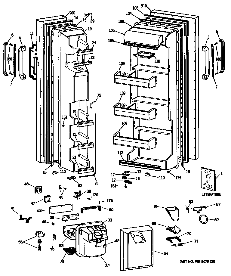 GE TFX22JRSBWH doors diagram