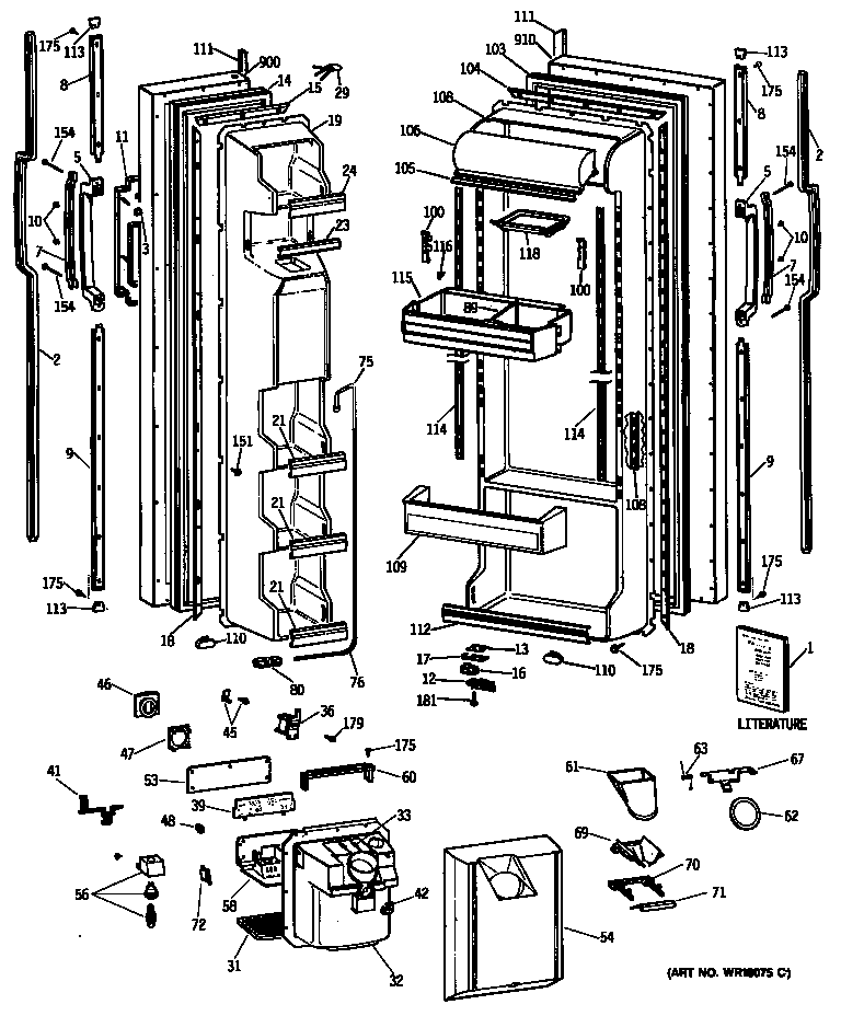 GE TFX22ZRSBWW doors diagram
