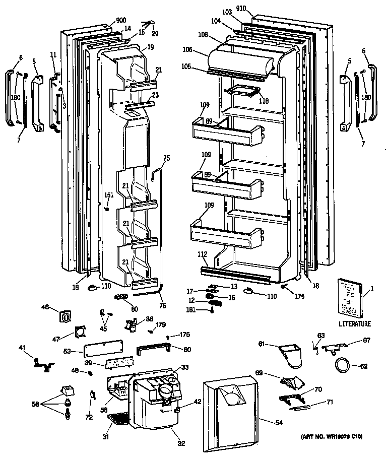 GE TFX24JRSBWH doors diagram