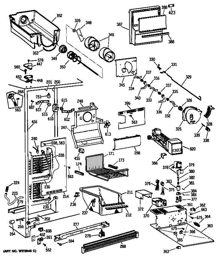 GE TFX24PFSBAA ice maker diagram