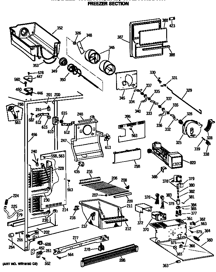 GE TFX24VRSBWH freezer section diagram