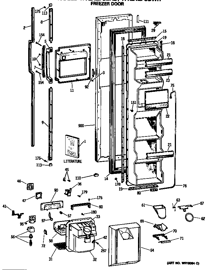 GE TFX24ZFSBWH freezer door diagram