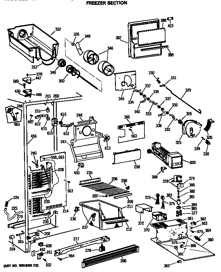 GE TFX24ZRSBWH freezer section diagram