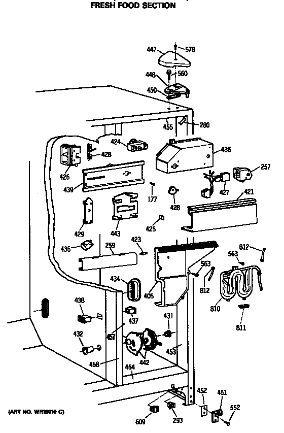 GE TFX27PFSBWW fresh food section diagram