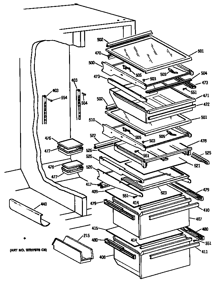 GE TFX27PFSBWW shelves diagram