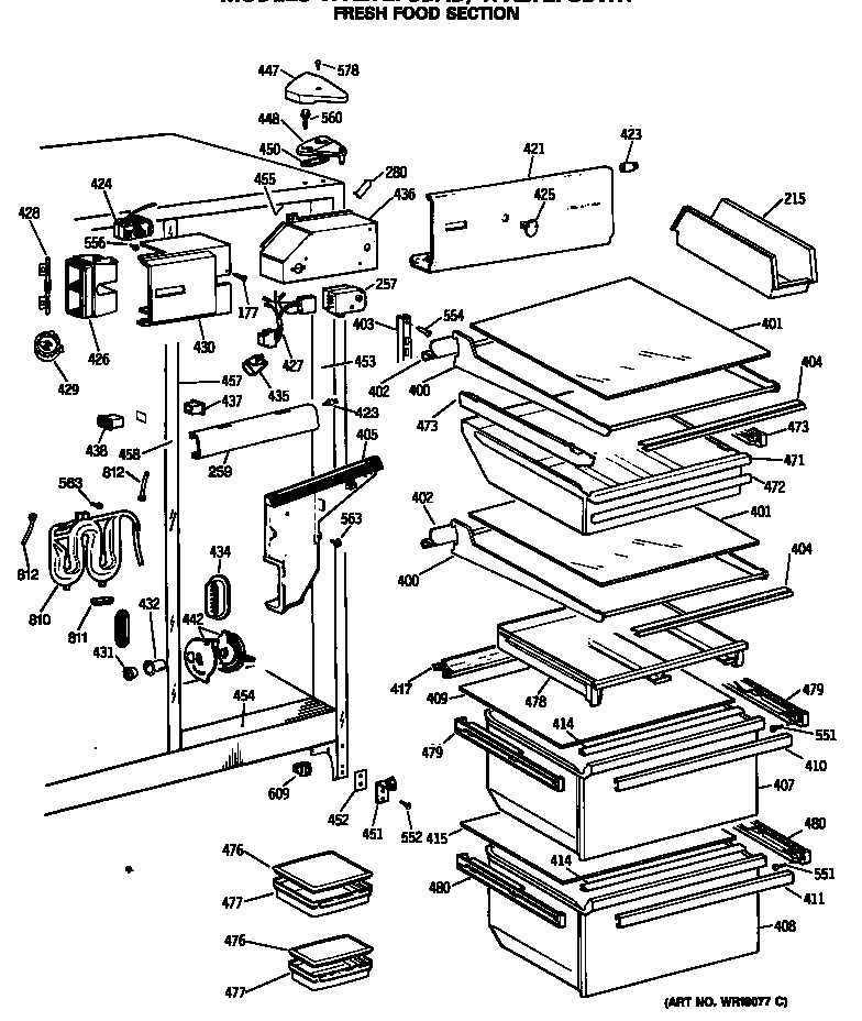 GE TFX27ZFSBAD fresh food section diagram