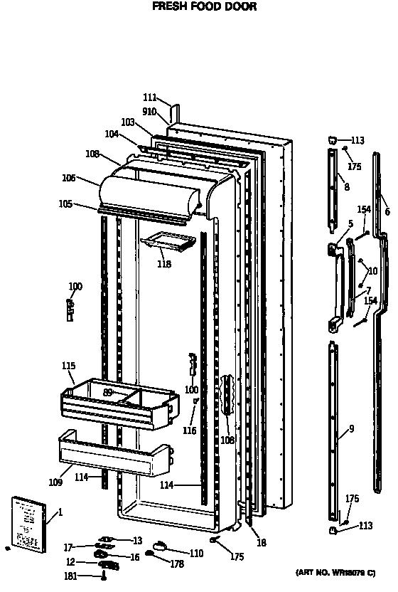 GE TFX27ZRSBWW fresh food door diagram