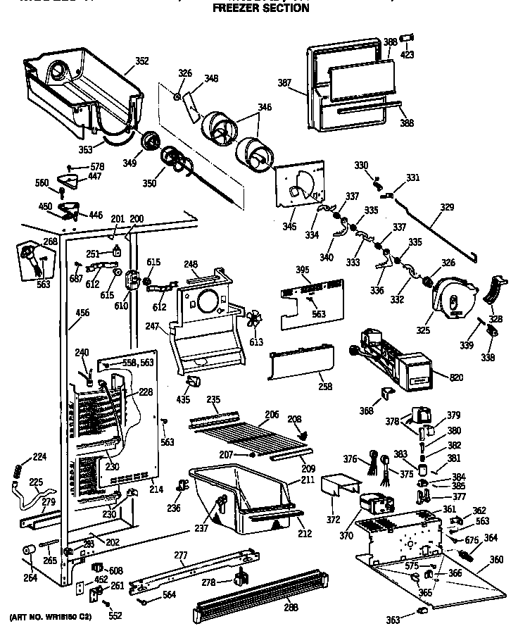 GE TFX27ZRSBWW freezer section diagram