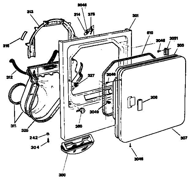 GE DDE8500SAMWW door diagram