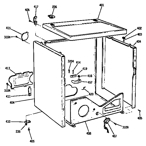 GE DDE8500SAMWW cabinet diagram