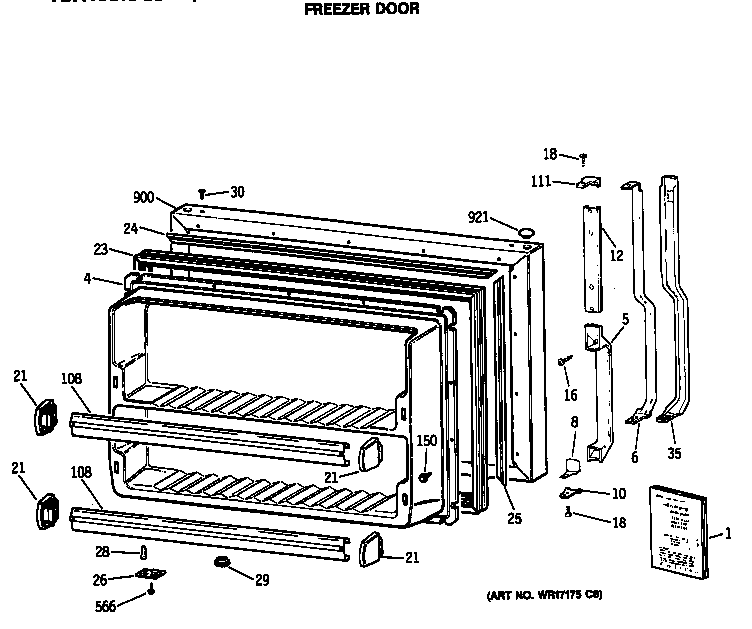 GE TBX18SASGRHA freezer door diagram
