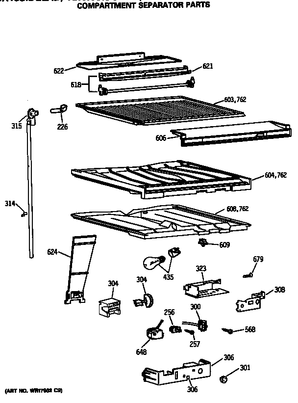 GE TBX18SASGRHA compartment separator parts diagram