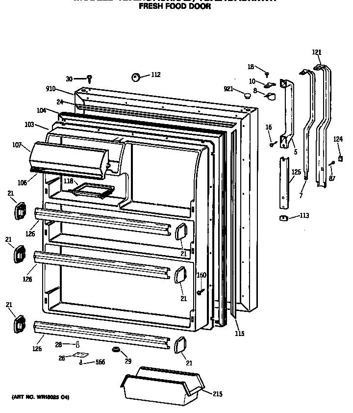 GE TBX21DASRRAD fresh food door diagram