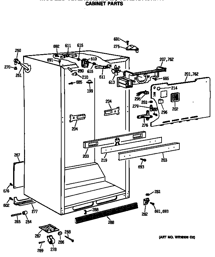 GE TBX21DASRRAD cabinet parts diagram