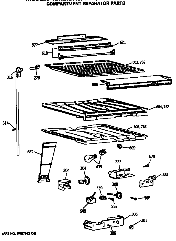 GE TBX21DASRRAD compartment separator parts diagram