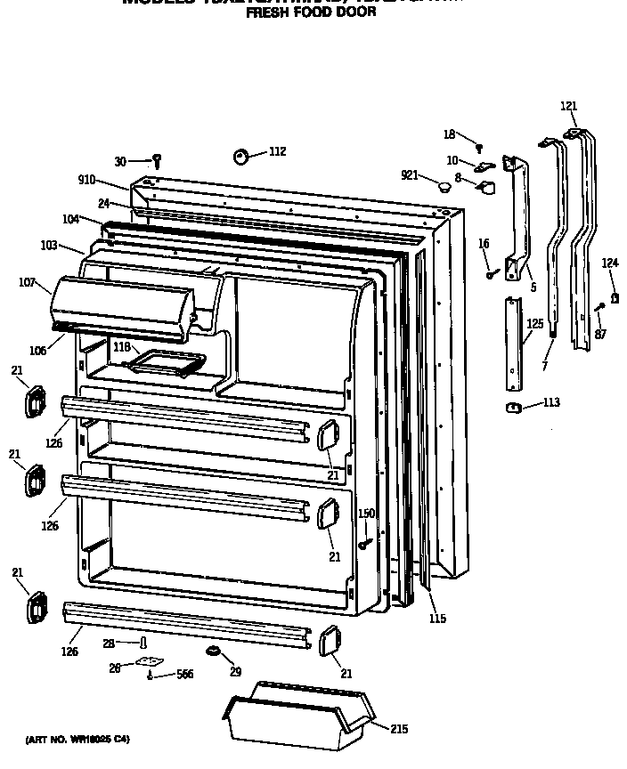 GE TBX21GATMRWH fresh food door diagram