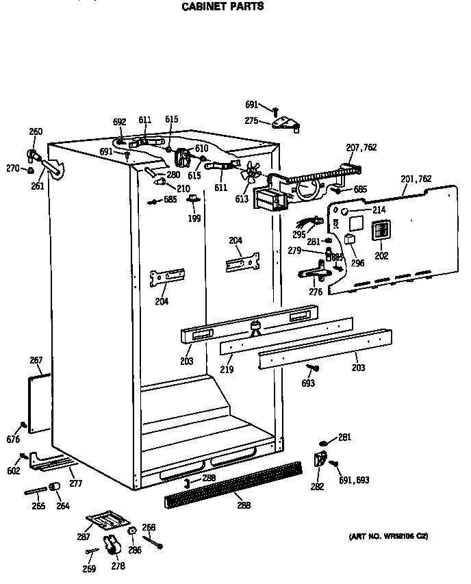 GE TBX21GATMRWH cabinet parts diagram