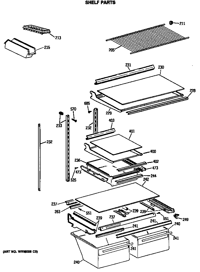 GE TBX21GATMRWH shelf parts diagram