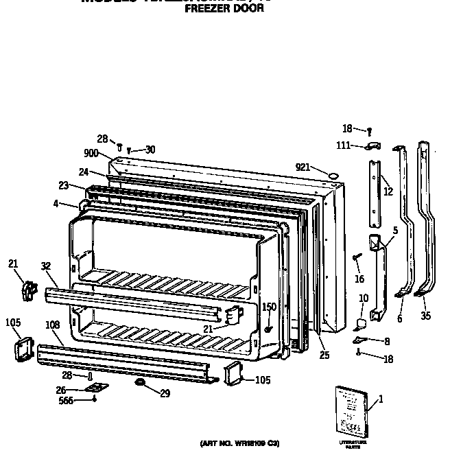 GE TBX22JASMRWH freezer door diagram