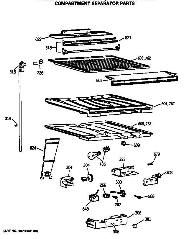 GE TBX22JASMRWH compartment separator parts diagram