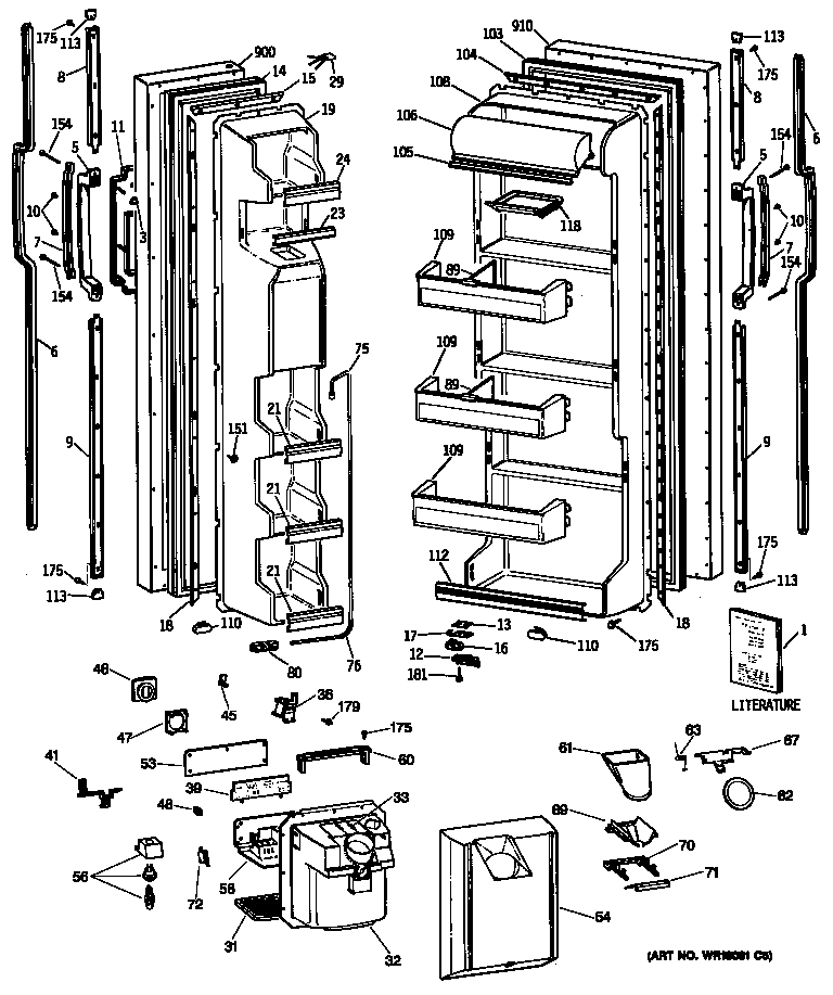 GE TFC20JRSBWW doors diagram