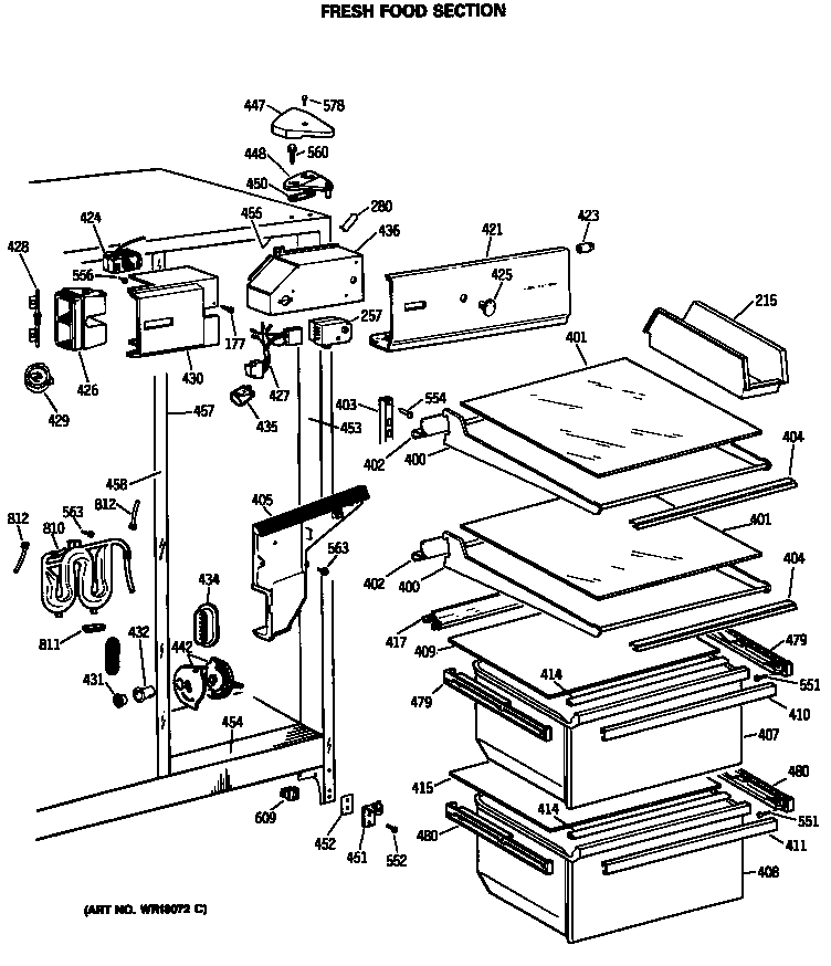 GE TFC20JRSBWW fresh food section diagram