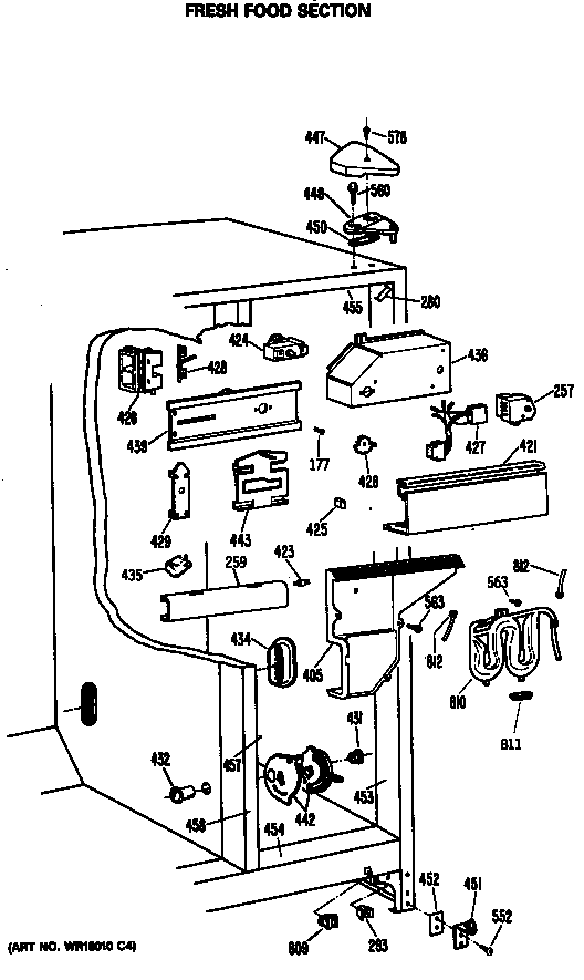 GE TFC22PRSBBB fresh food section diagram