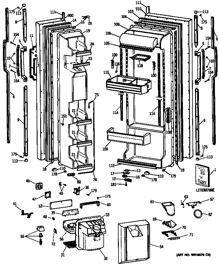 GE TFC22ZRSBWW doors diagram