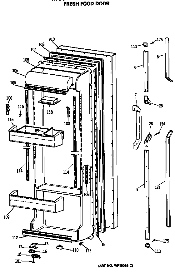 GE TFC24PRSBWW fresh food door diagram