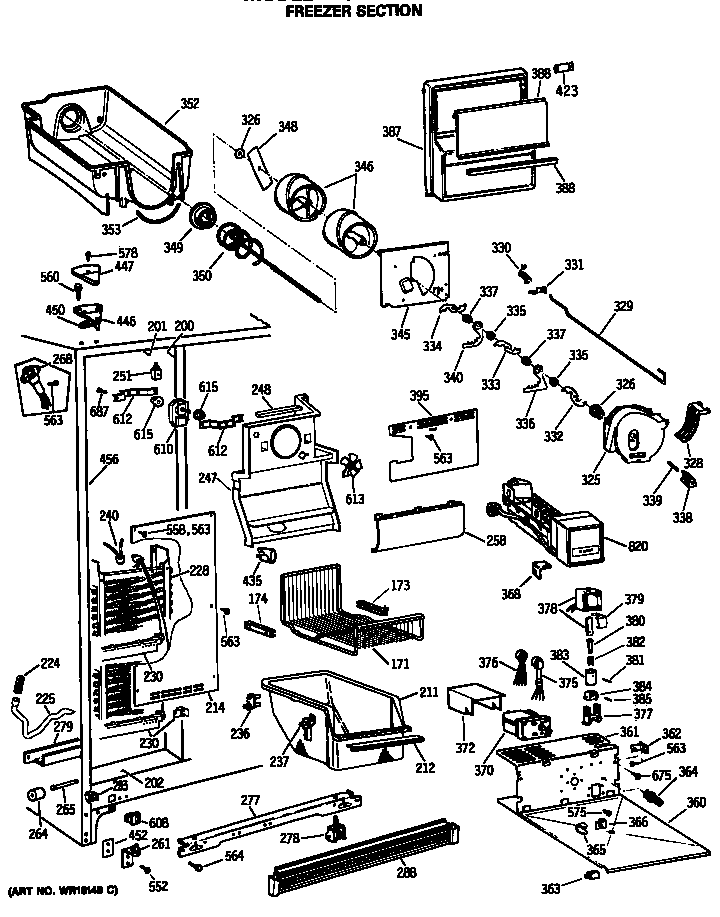 GE TFC24PRSBWW freezer section diagram