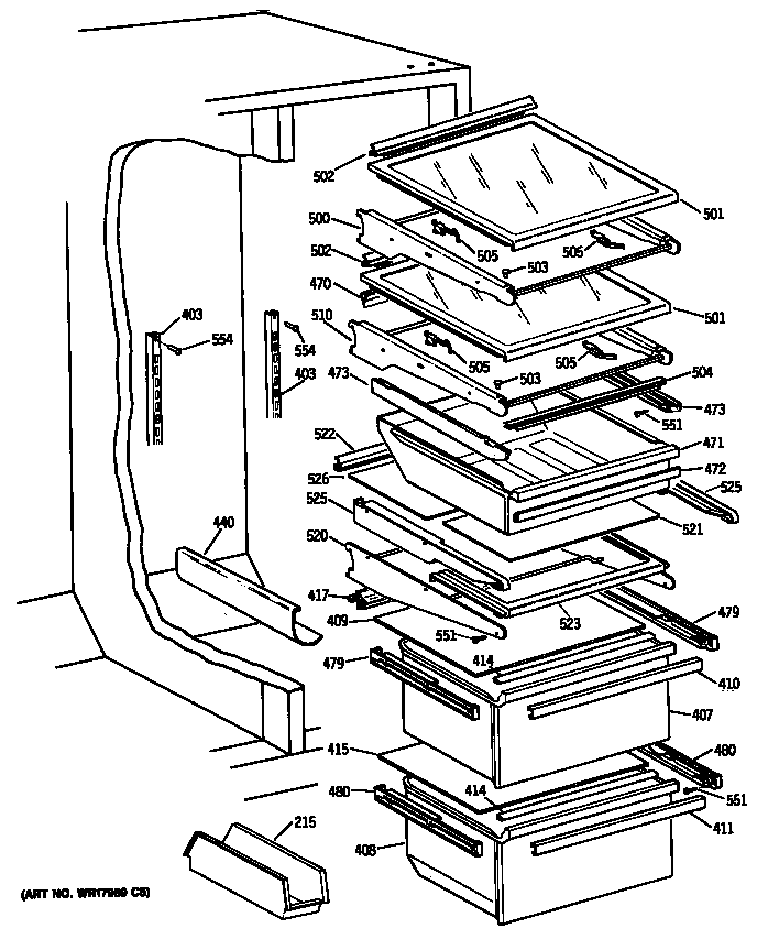 GE TFC24PRSBWW shelves diagram