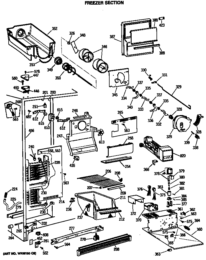 GE TFG20JRSCWW freezer section diagram