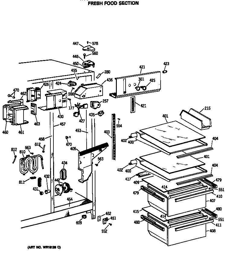 GE TFG20JRSCWW fresh food section diagram