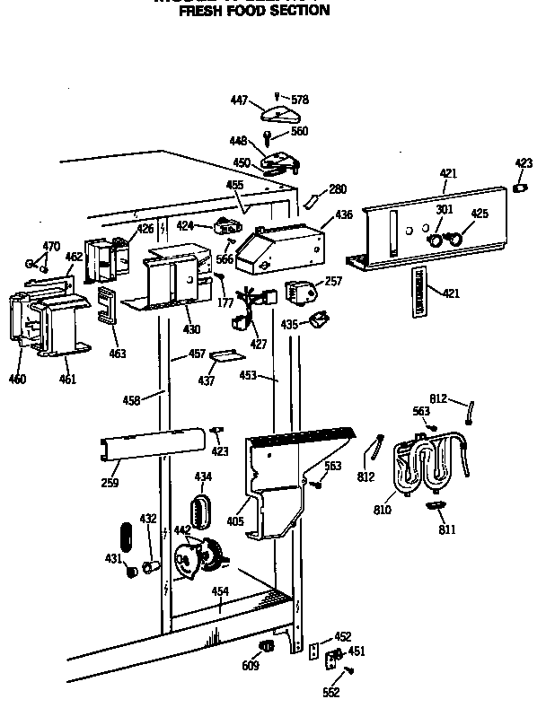GE TFG22PRSCWW fresh food section diagram