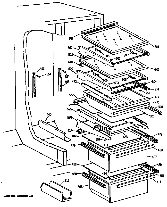 GE TFG22PRSCWW shelves diagram