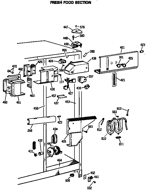 GE TFG24PRSCWW fresh food section diagram