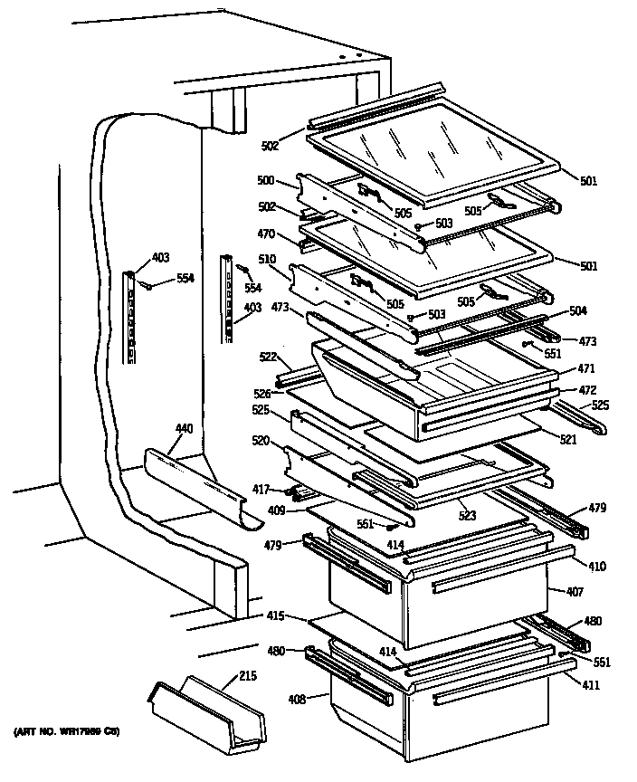 GE TFG24PRSCWW shelves diagram