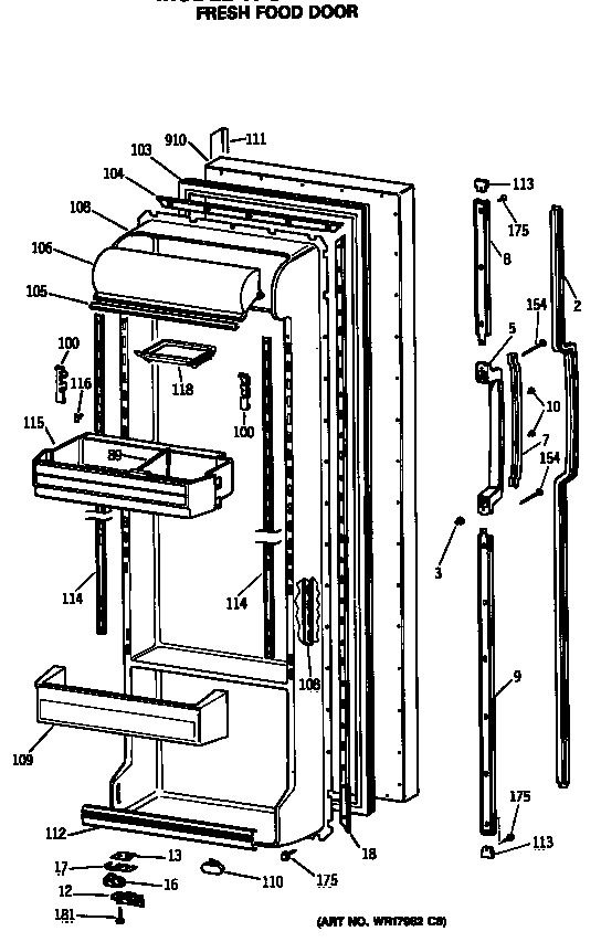 GE TFG24ZRSCWH fresh food door diagram