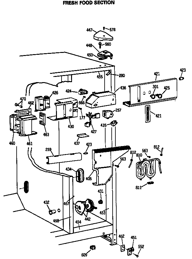 GE TFG24ZRSCWH fresh food section diagram
