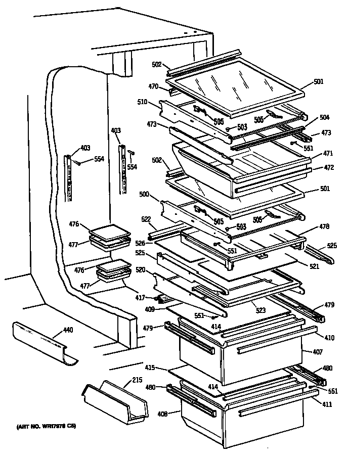 GE TFG27PFSCBB shelves diagram