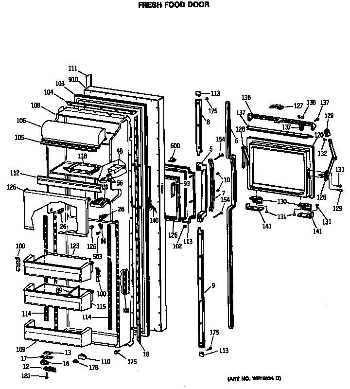 GE TFG27ZFSCWH fresh food door diagram
