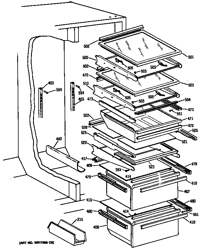 GE TFK22PRSCAA shelves diagram