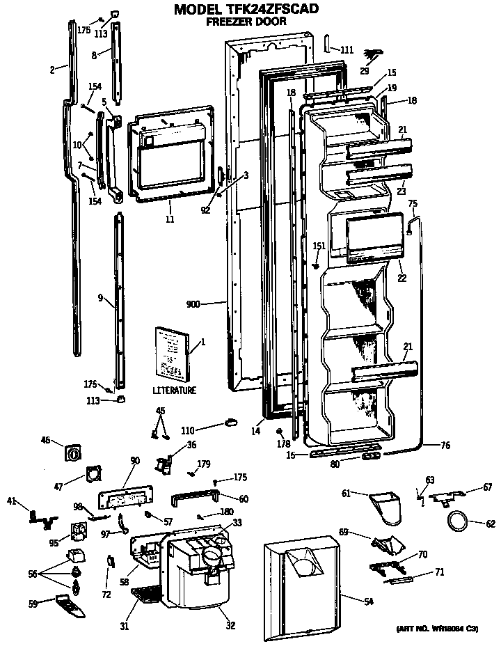 GE TFK24ZFSCAD freezer door diagram