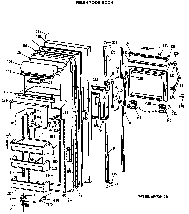GE TFK24ZFSCAD fresh food door diagram