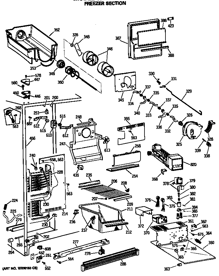 GE TFK24ZFSCAD freezer section diagram