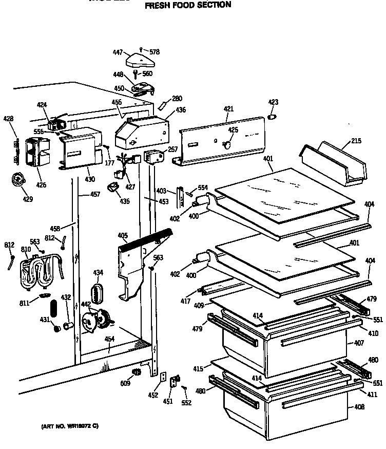 GE TFH22JRSMWH fresh food section diagram