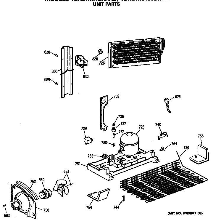 GE TBH21MASRRWH unit parts diagram